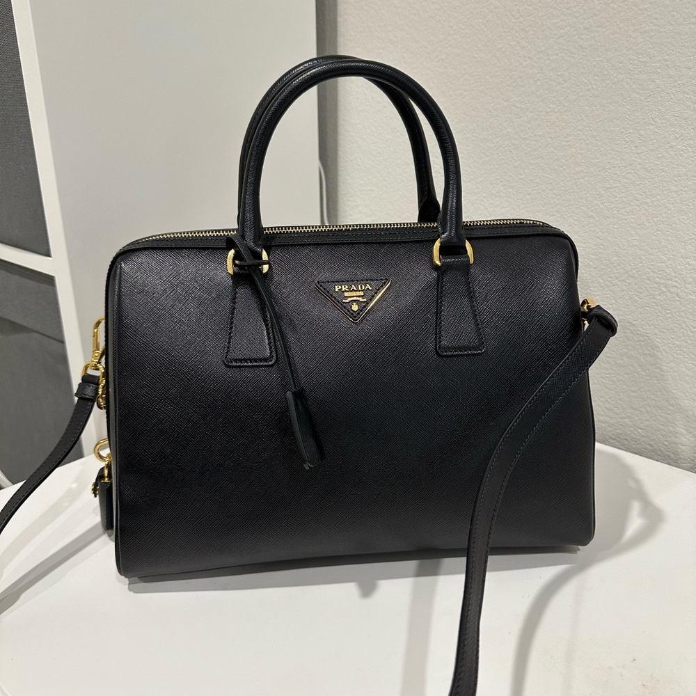 Prada Saffiano Leather Convertible Bowler Bag